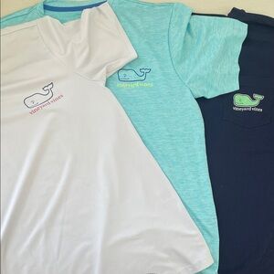Vineyard Vines Whale Logo Tees - Aqua, Navy, and White bundle